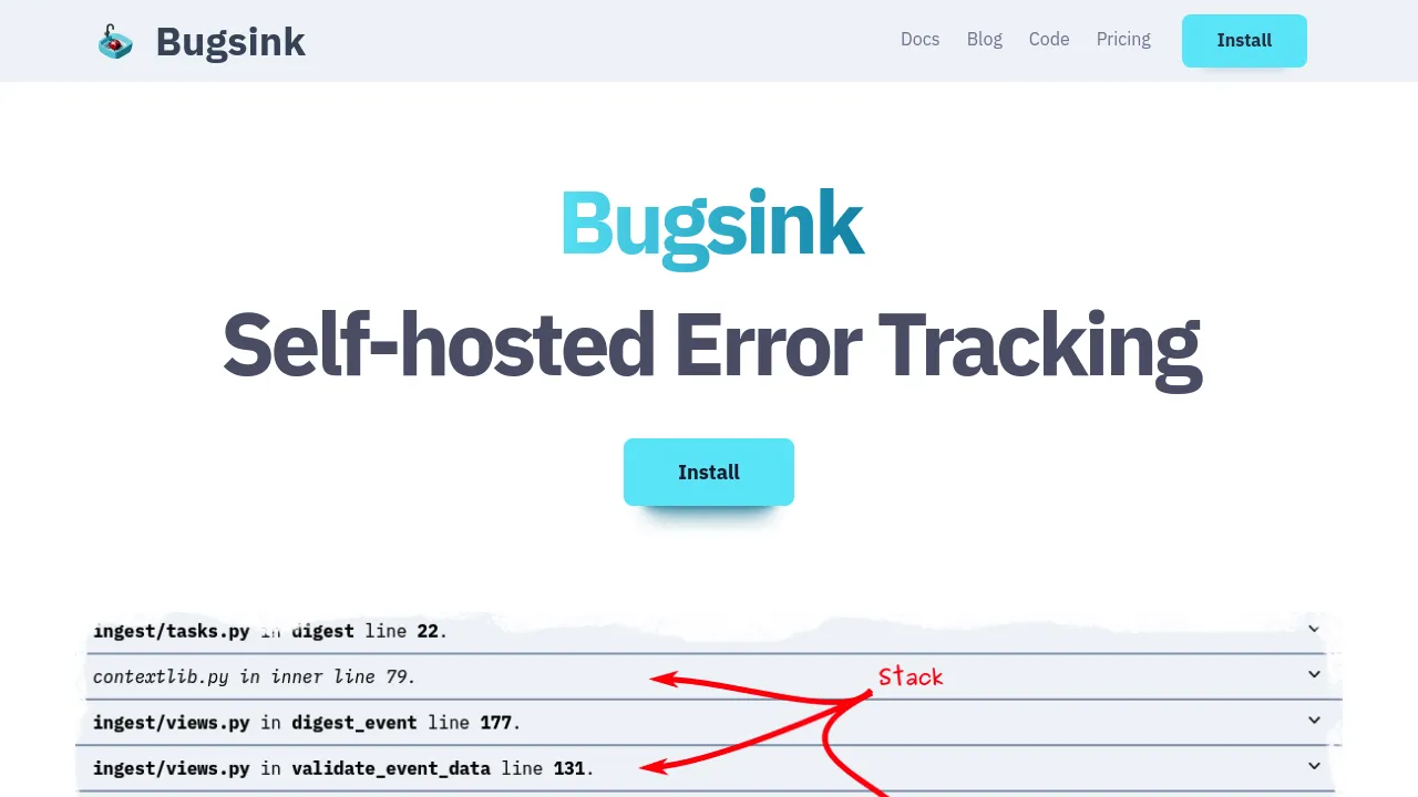 Screenshot of Bugsink