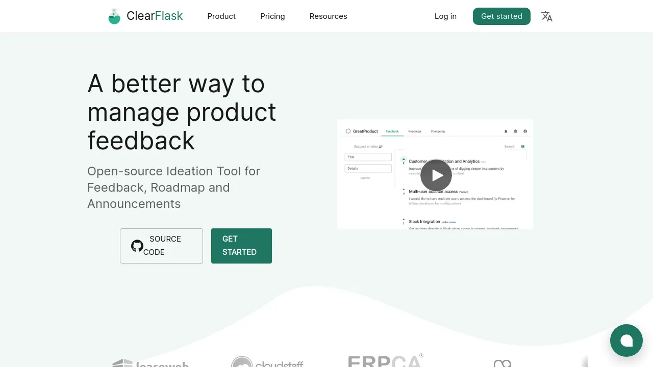 Screenshot of ClearFlask