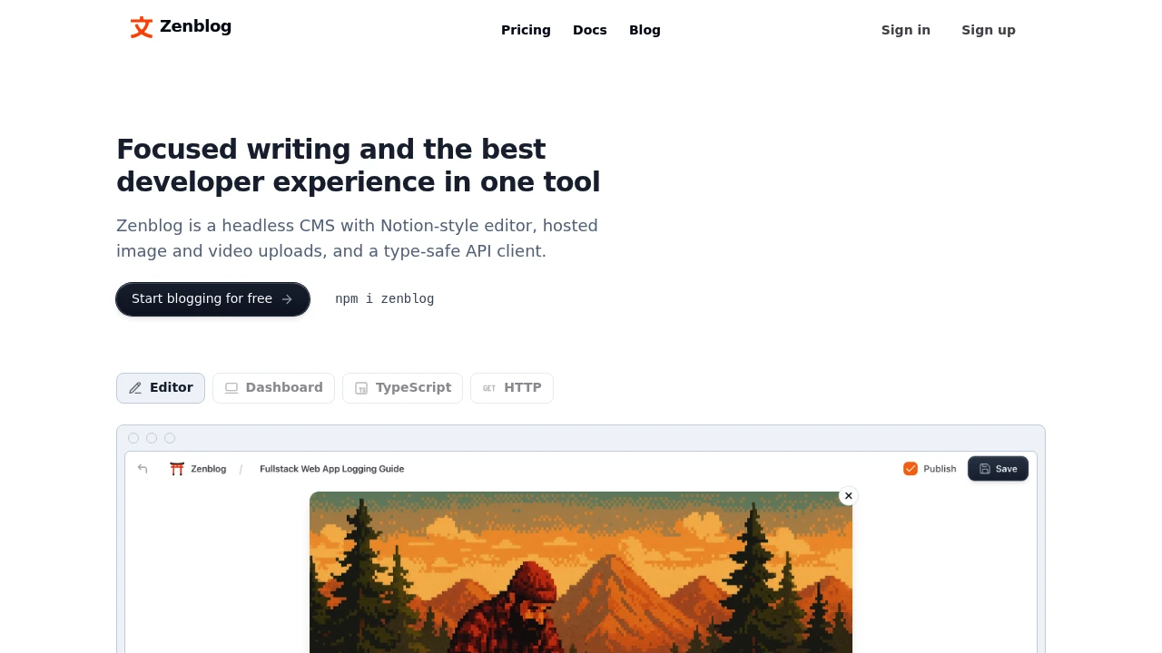 Zenblog screenshot 1