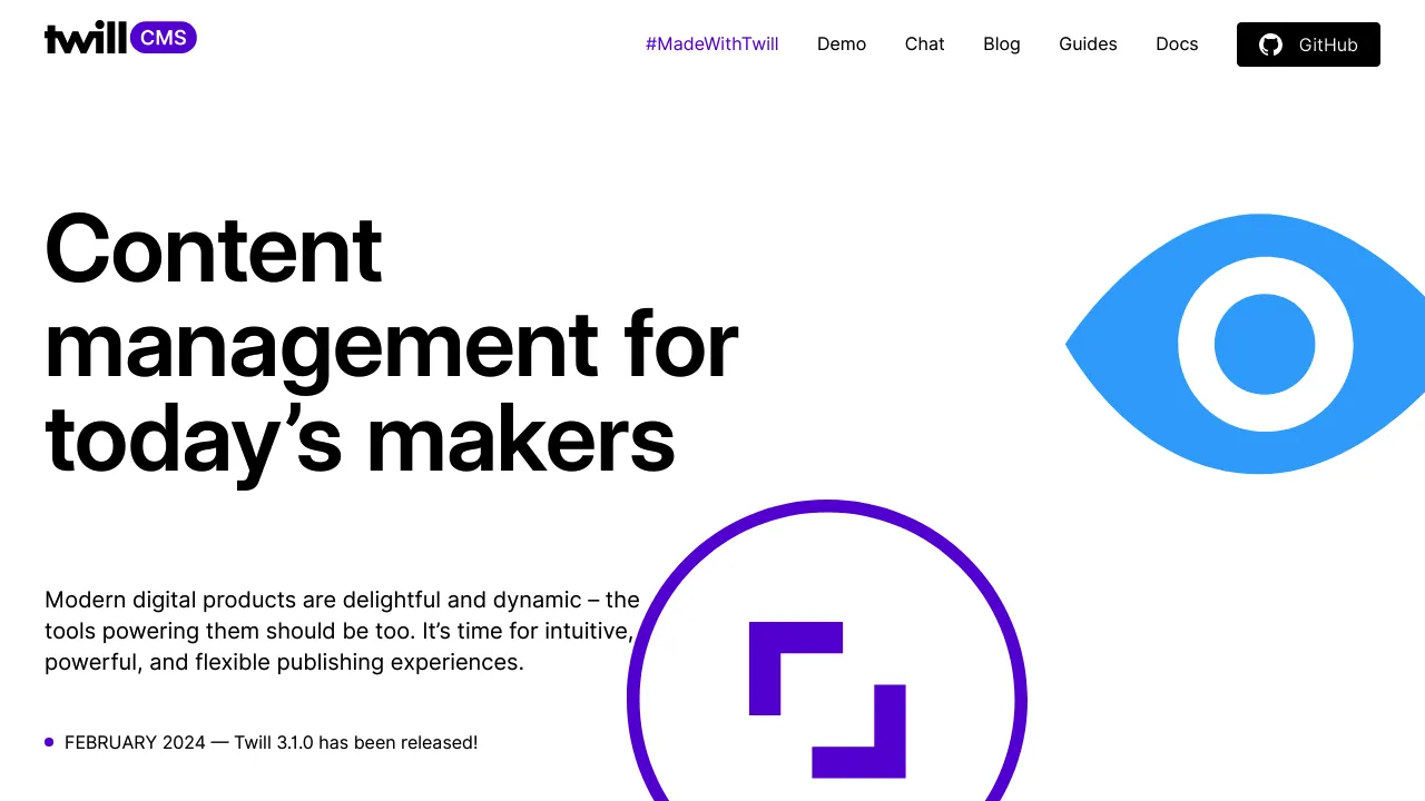 Twill CMS screenshot 1