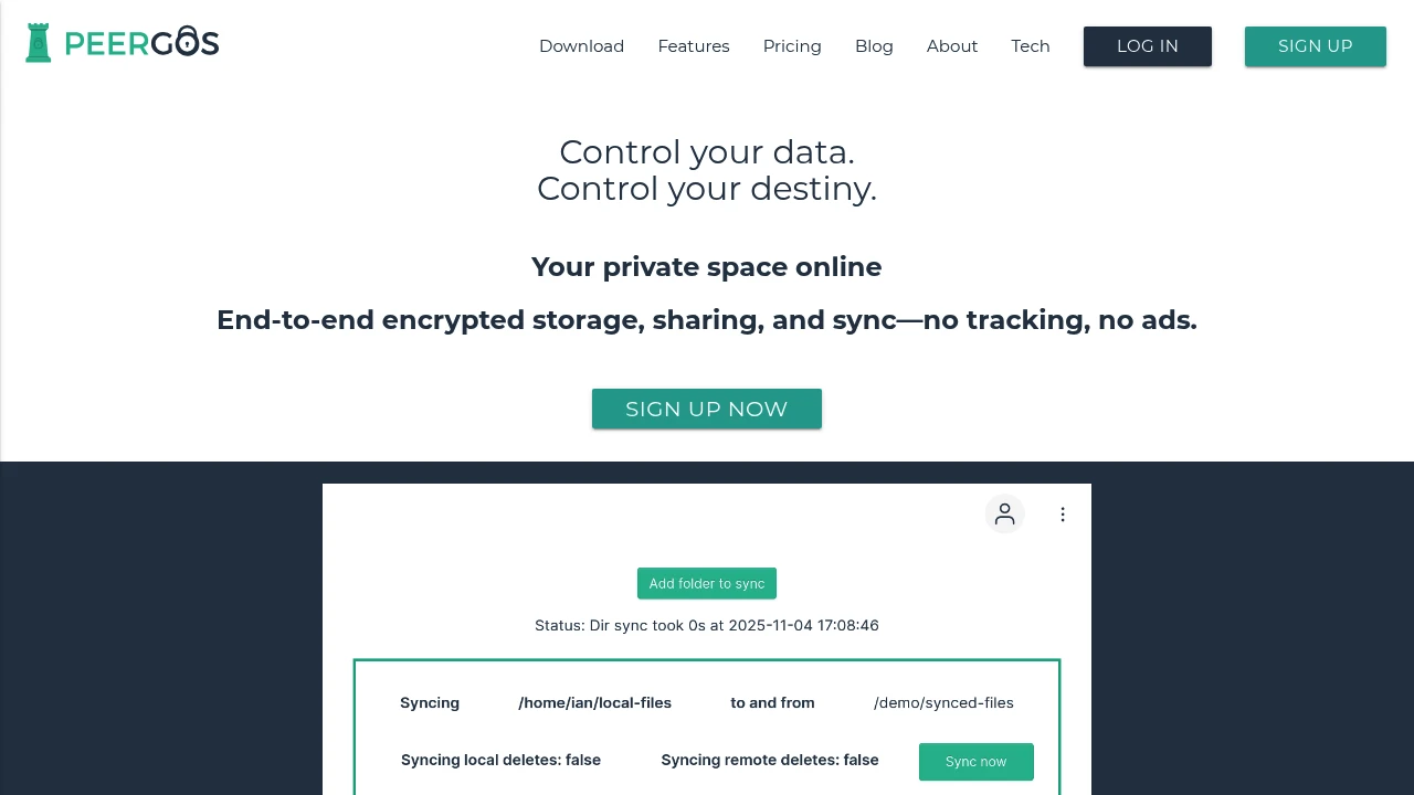 Peergos screenshot 1