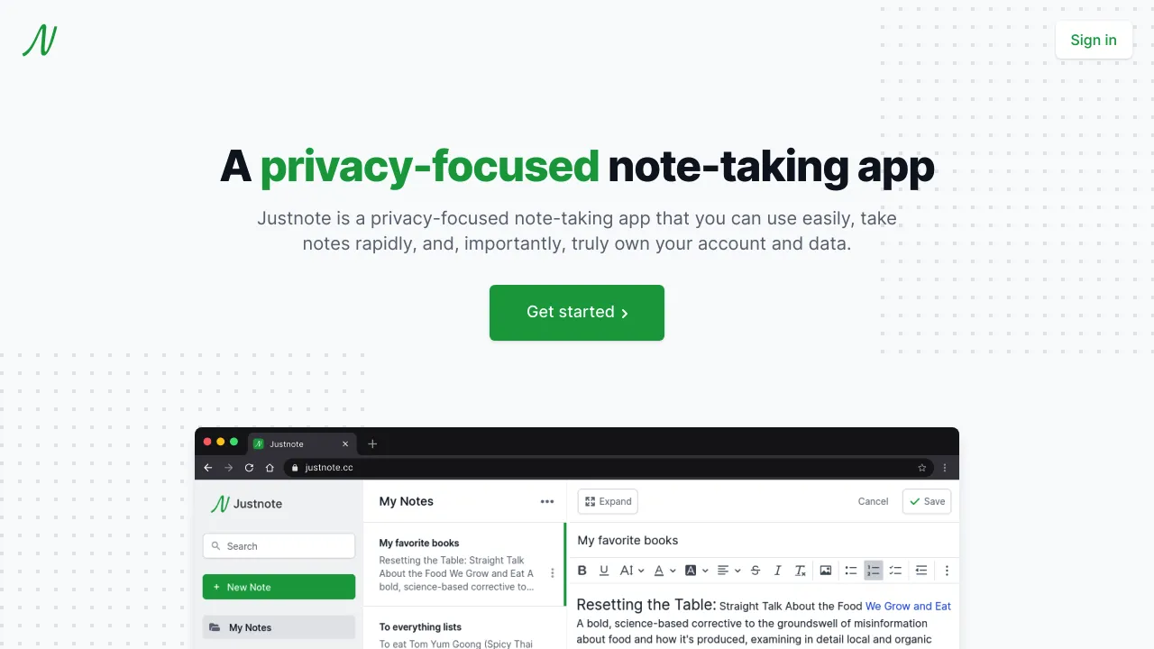 Justnote screenshot 1