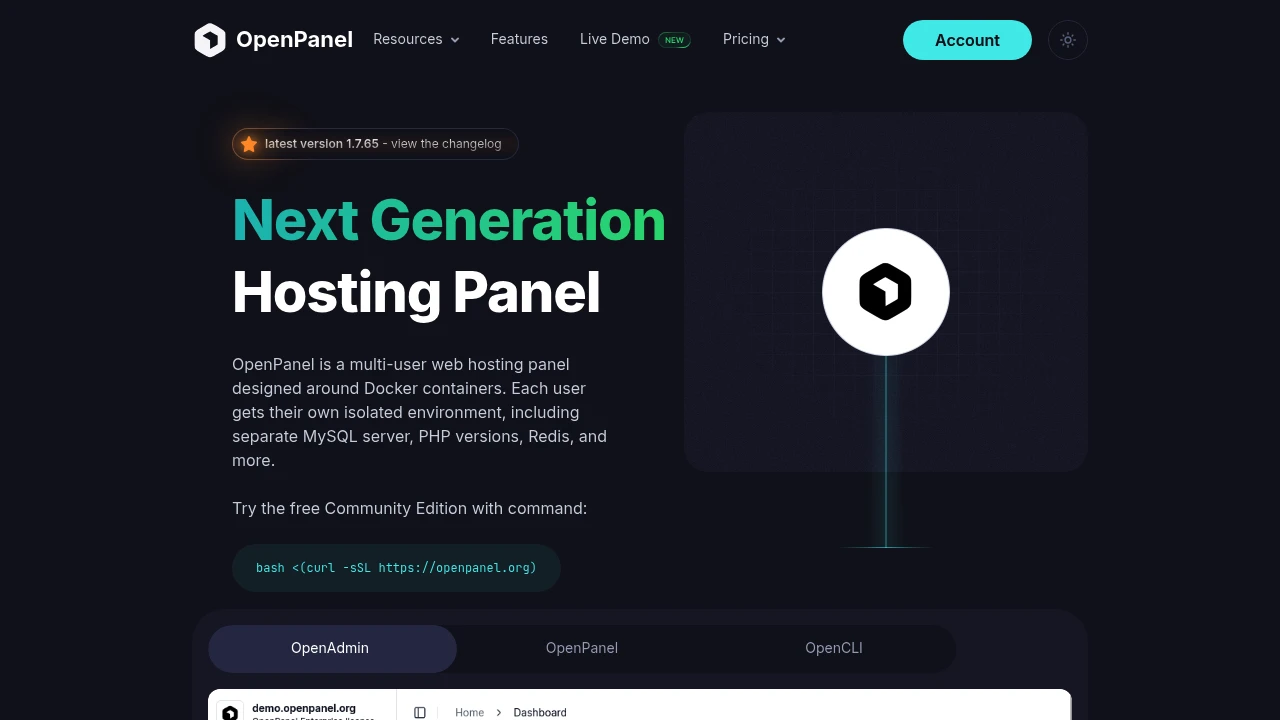 OpenPanel screenshot 1