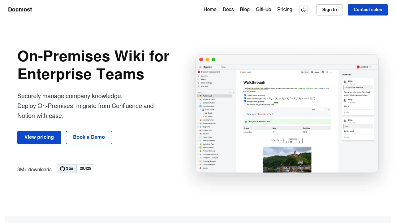 Screenshot of Docmost