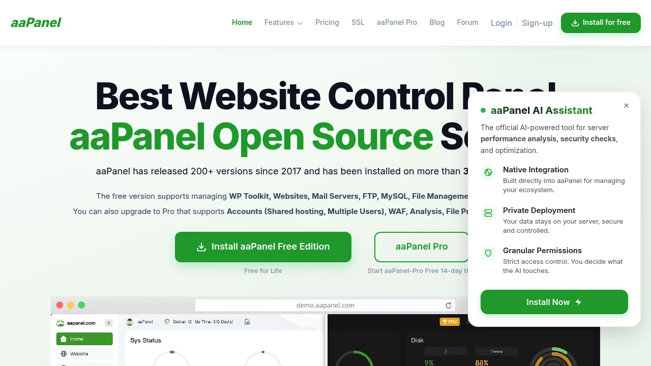 aaPanel screenshot 1