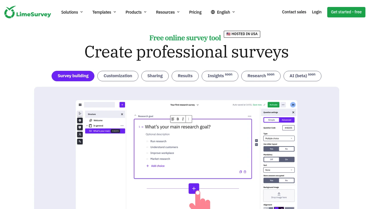 LimeSurvey screenshot 1