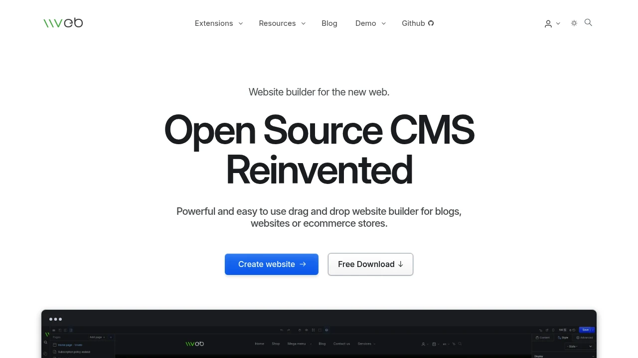 Vvveb CMS screenshot 1