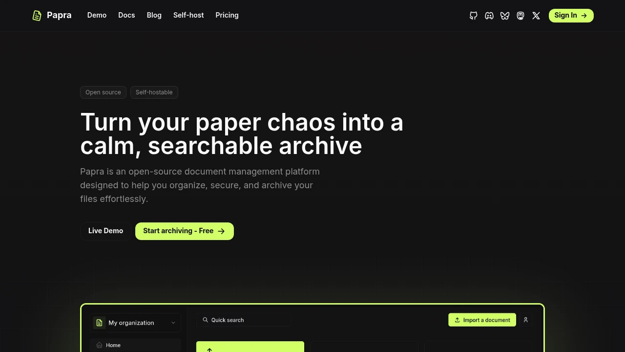 Papra screenshot 1