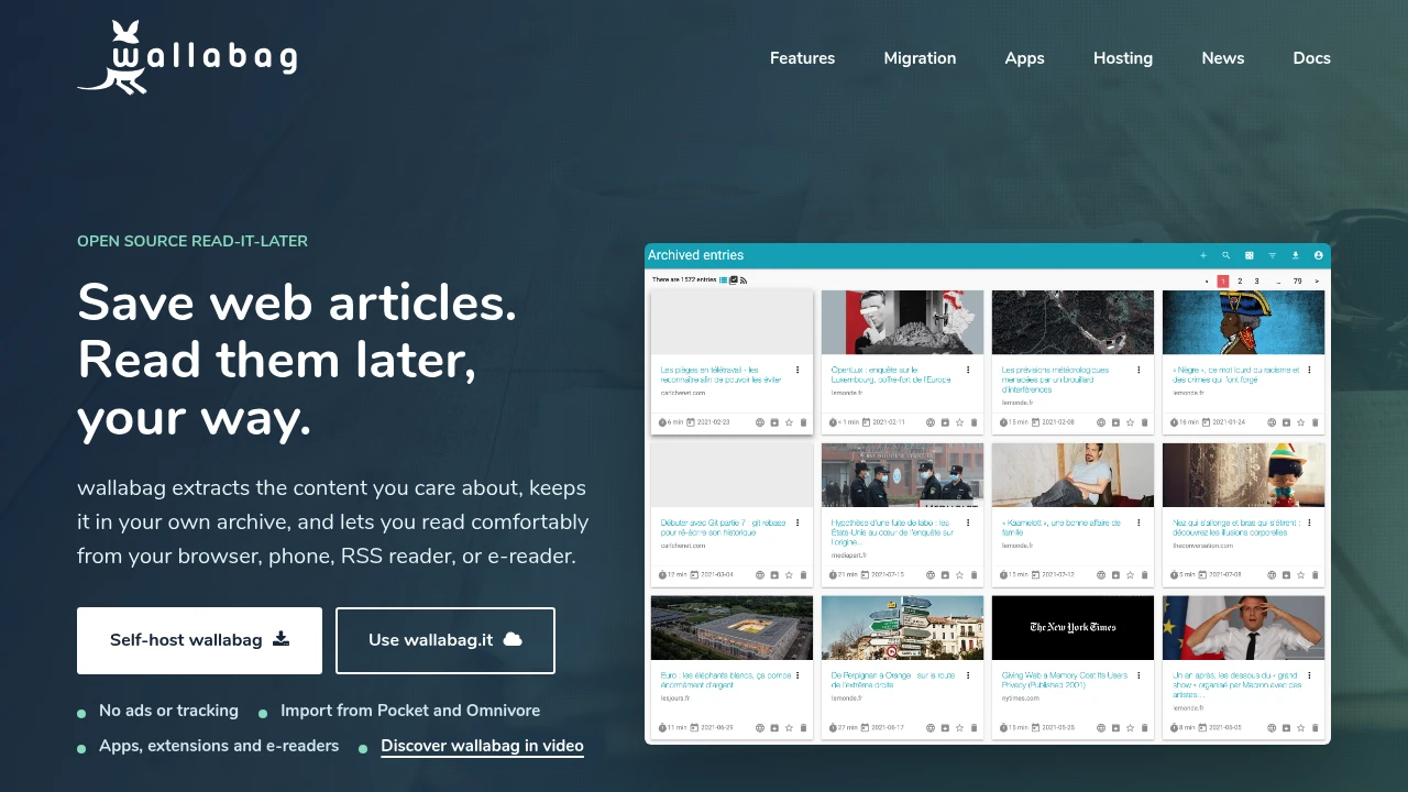 Wallabag screenshot 1