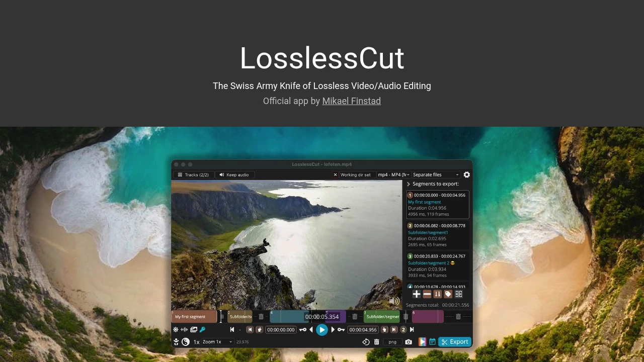 LosslessCut screenshot 1