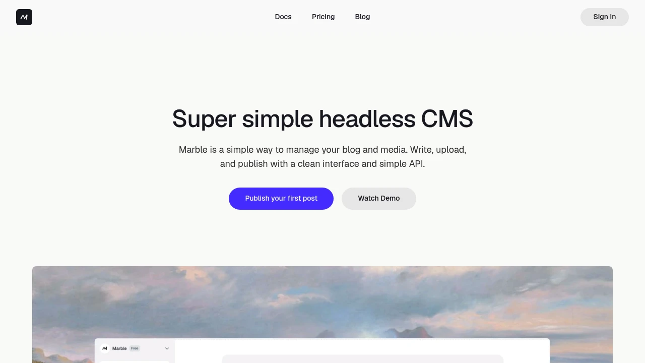 Marble CMS screenshot 1