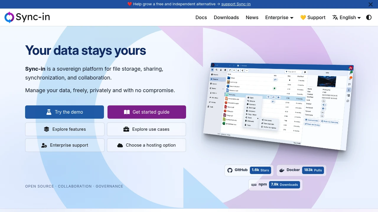 Sync-in screenshot 1