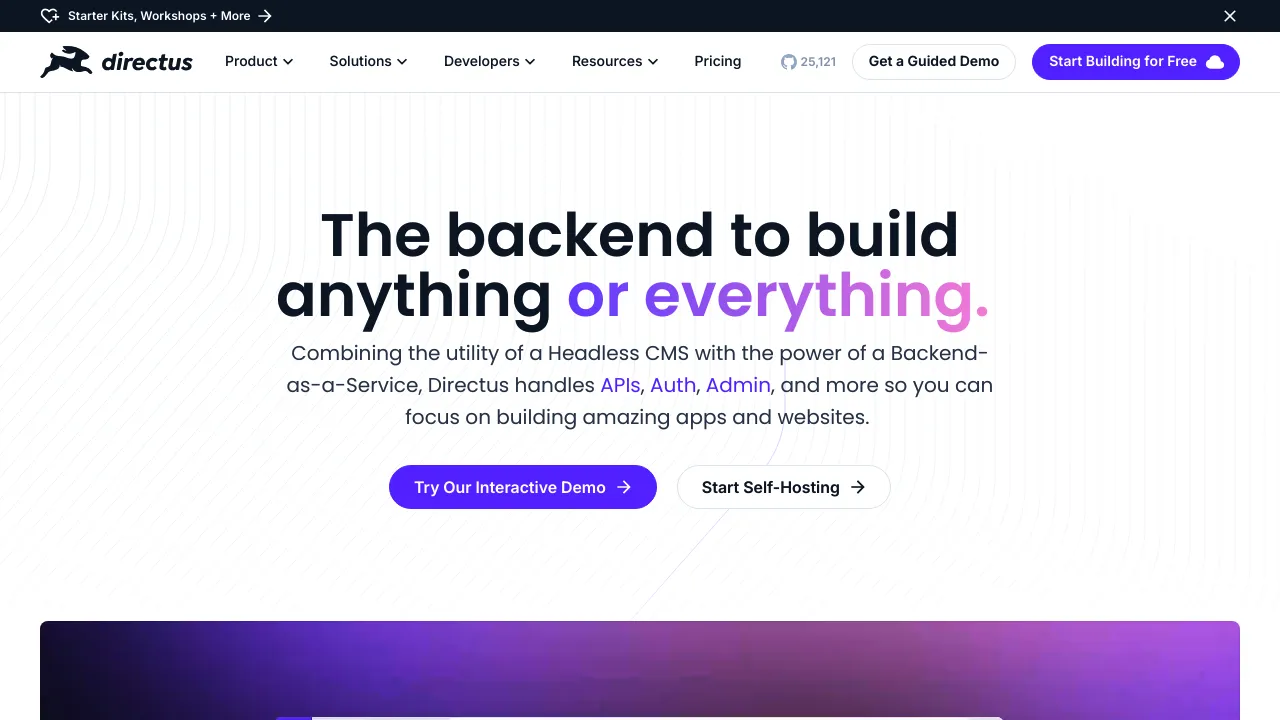 Screenshot of Directus