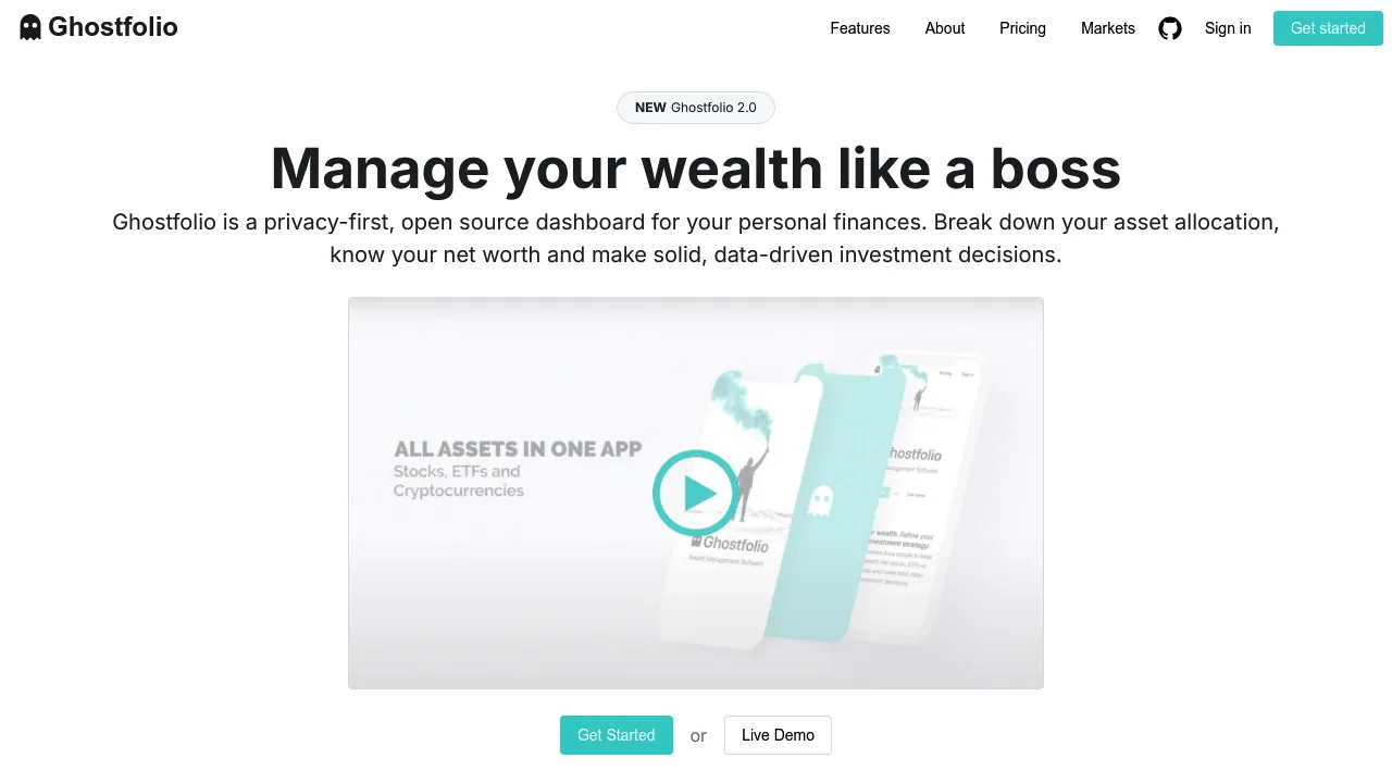 Screenshot of Ghostfolio
