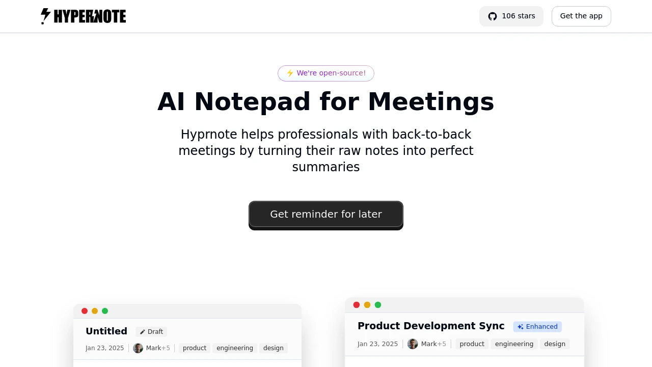 Screenshot of Hyprnote