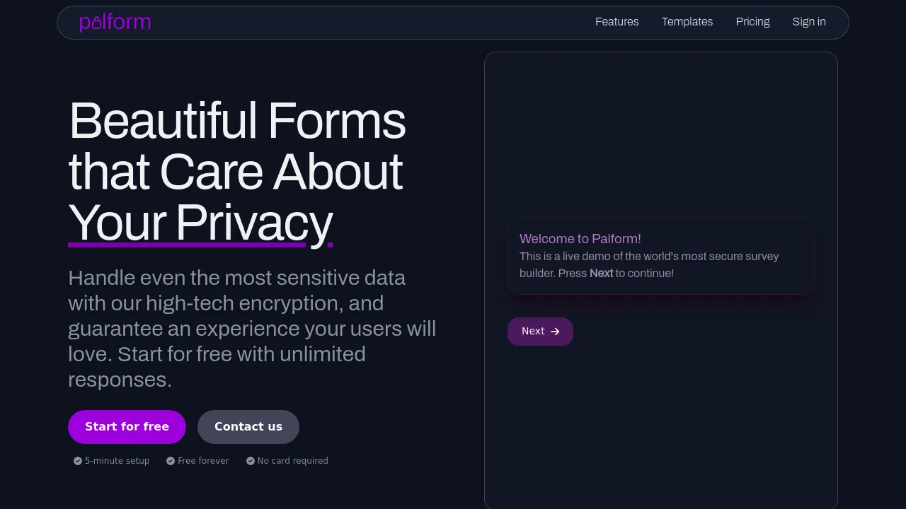 Screenshot of Palform