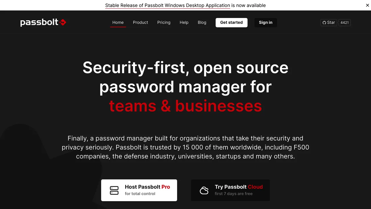 Screenshot of Passbolt