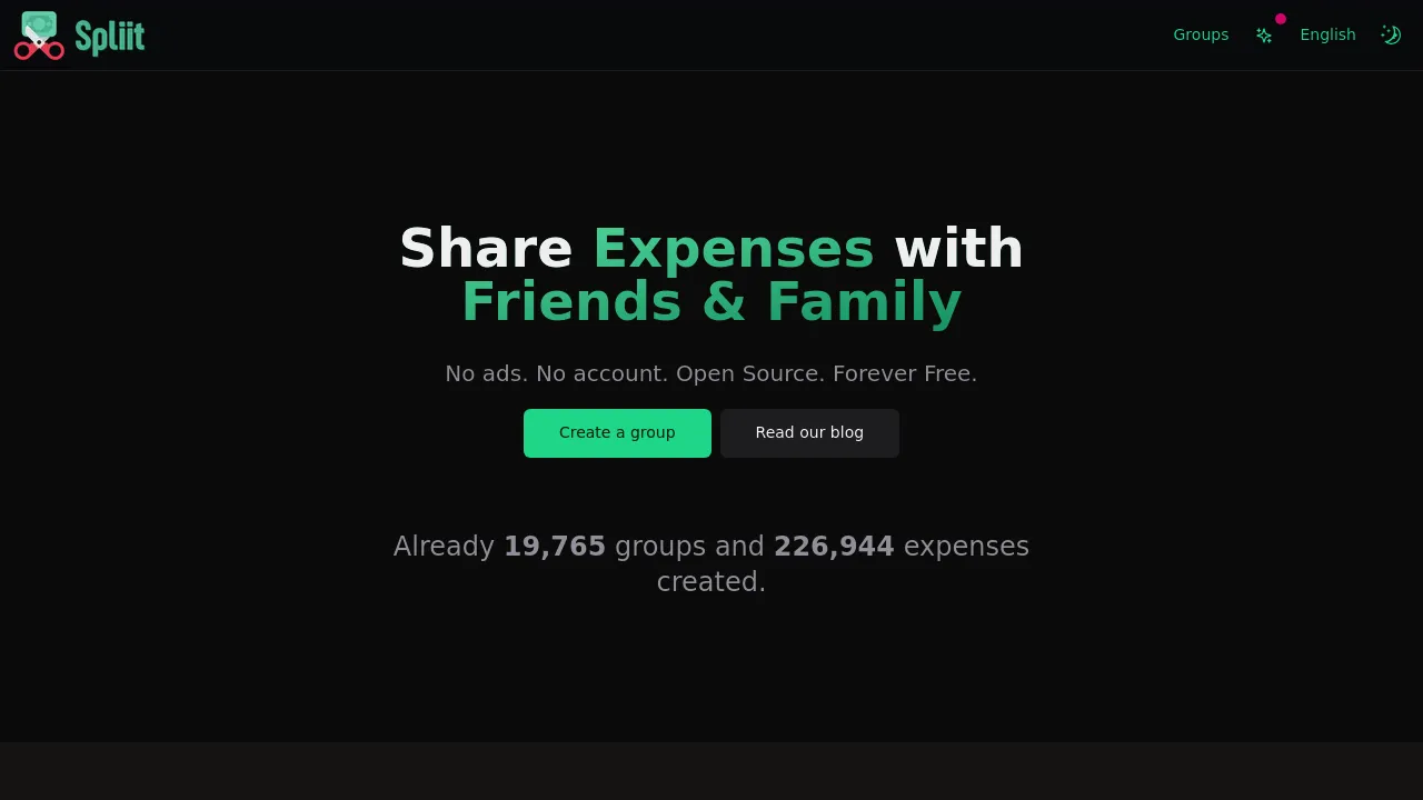 Screenshot of Spliit