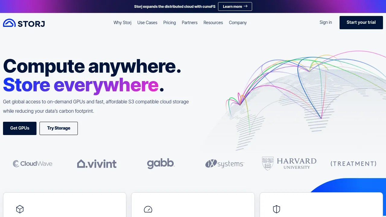 Screenshot of Storj