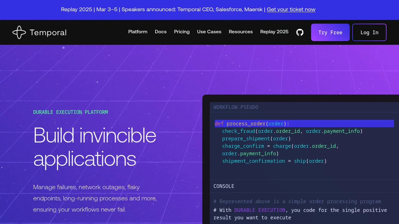 Screenshot of Temporal