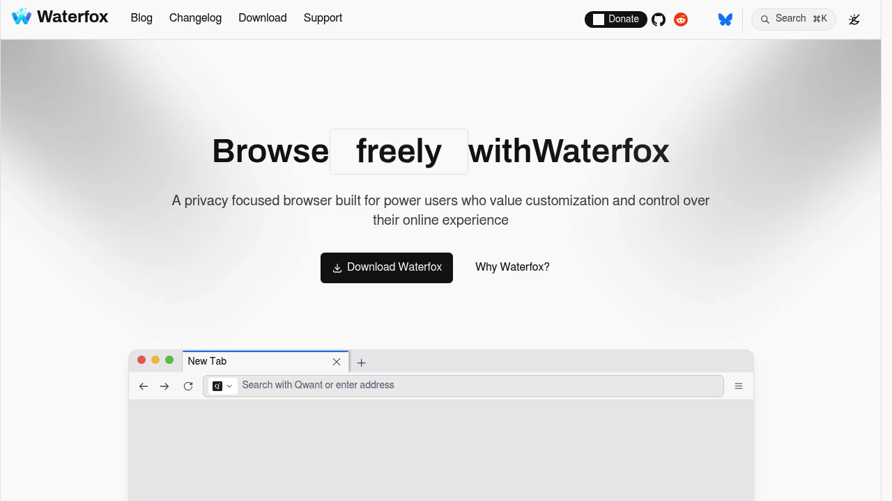 Waterfox screenshot 1