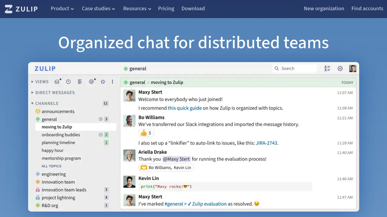 Screenshot of Zulip